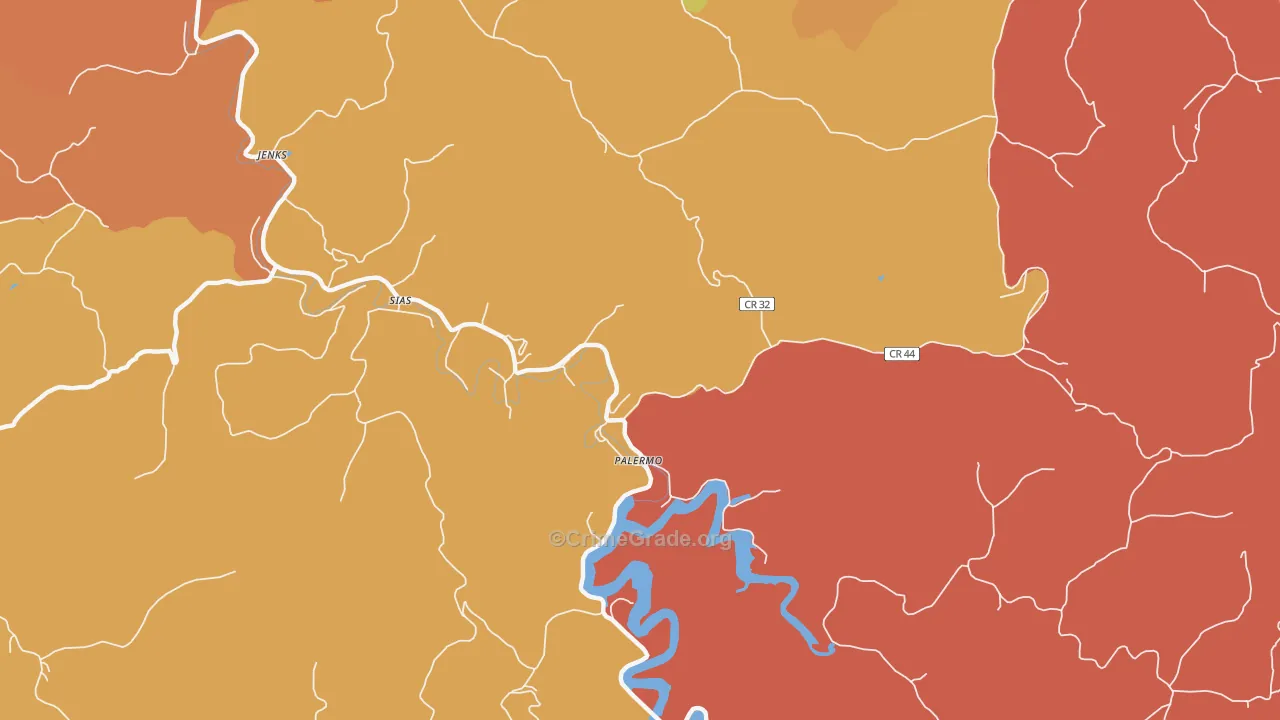 Sias, WV Map of Robbery Rates