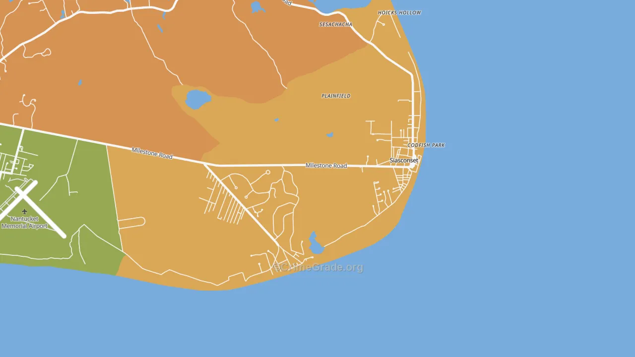 Siasconset, MA Map of Robbery Rates