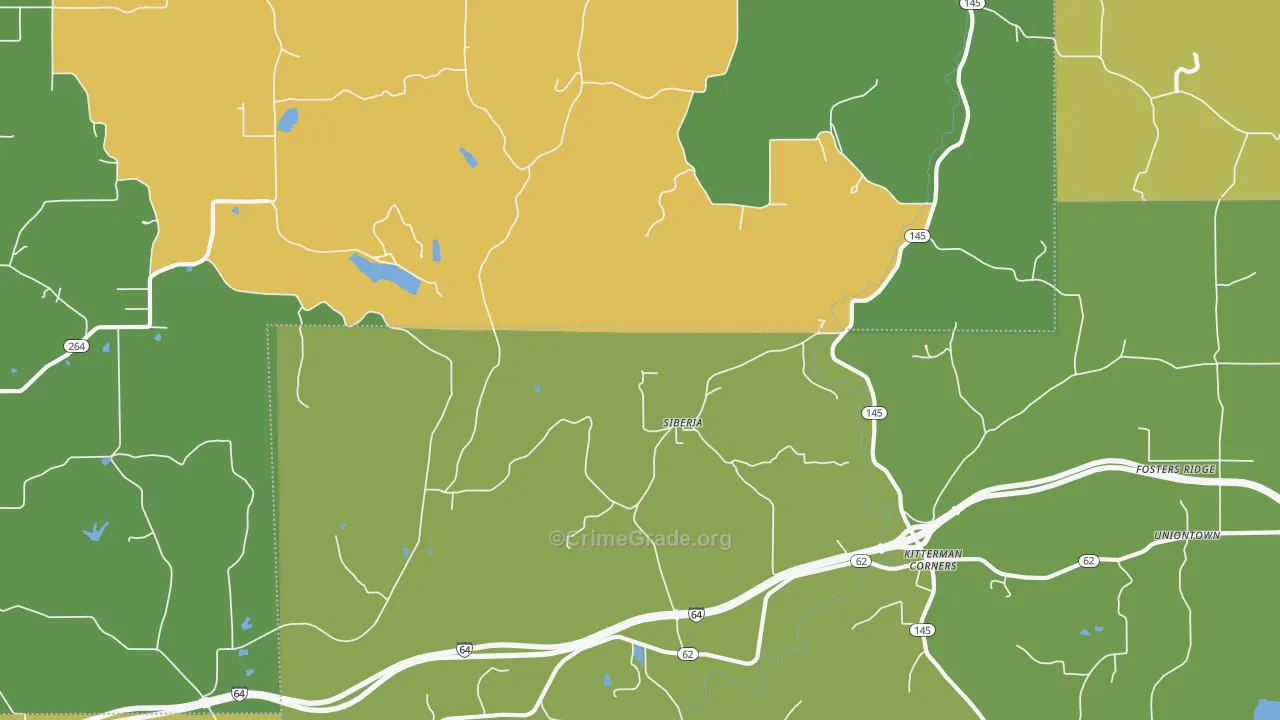 Siberia, IN Map of Robbery Rates