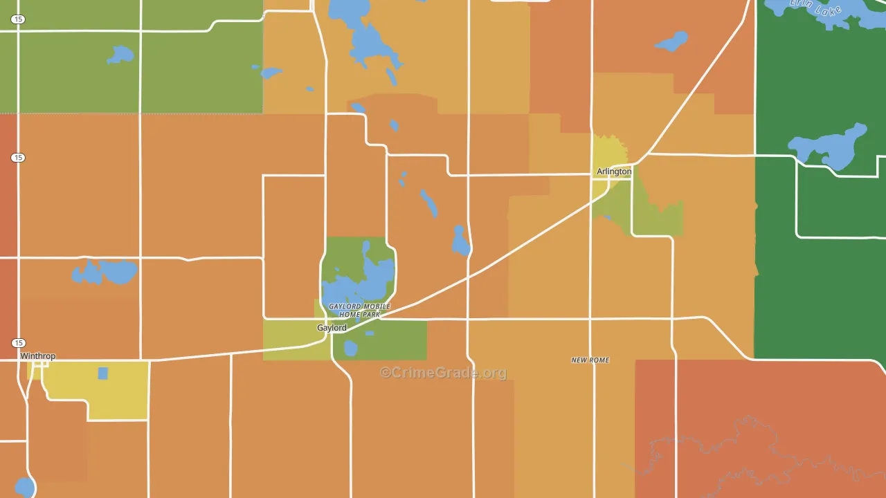 Sibley County, MN Map of Robbery Rates