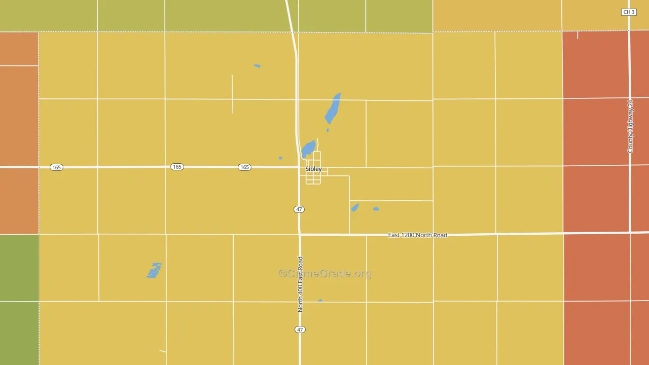 Sibley, IL Map of Robbery Rates