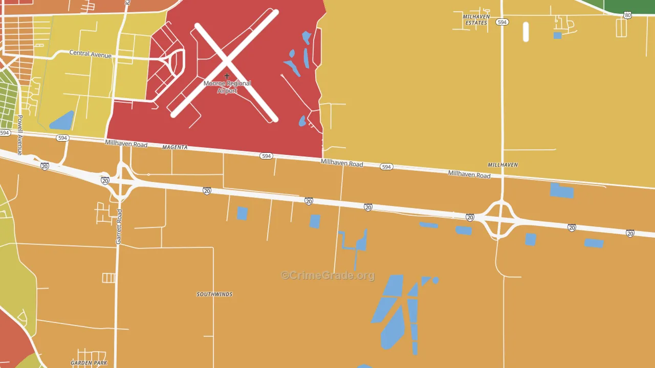 Sicard, LA Map of Robbery Rates
