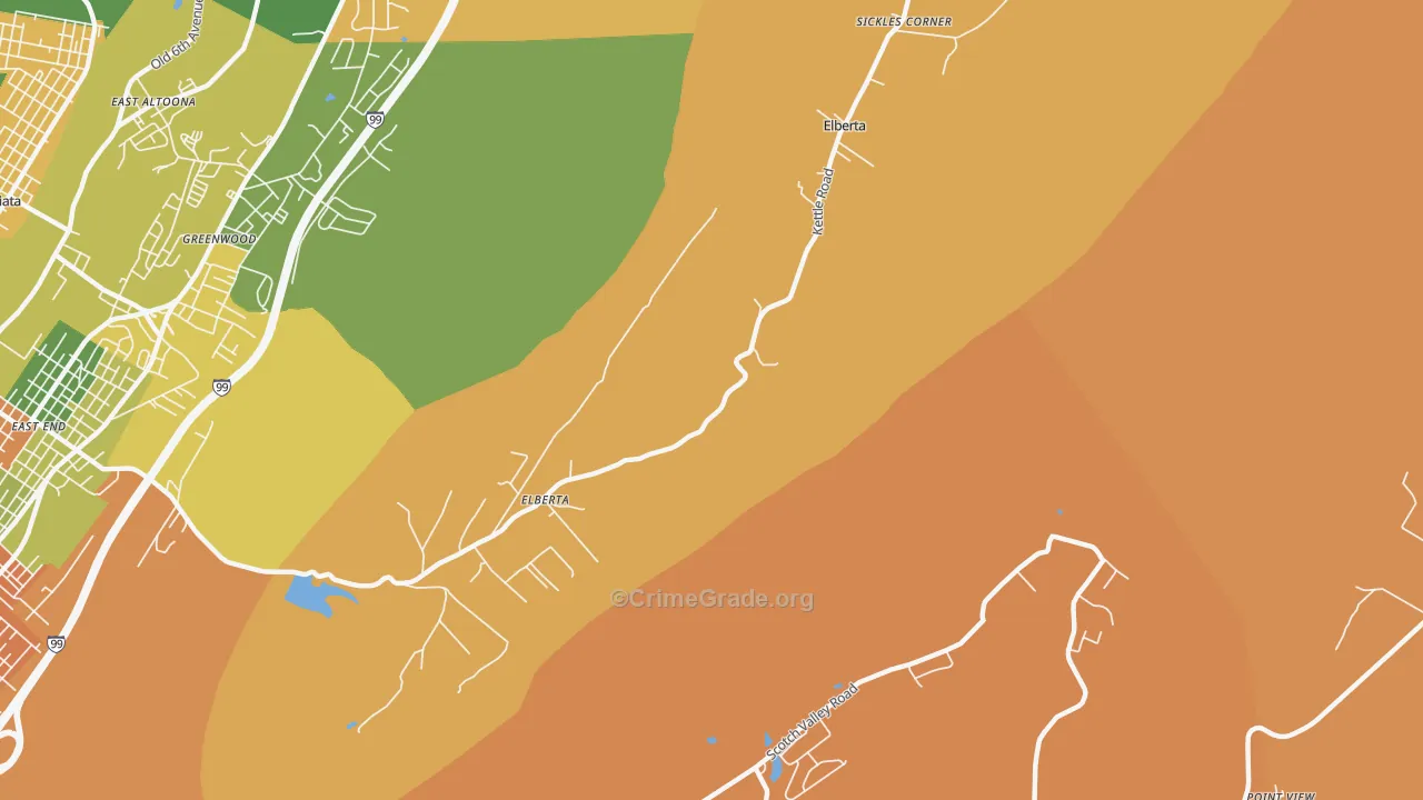 Sickles Corner, PA Map of Robbery Rates