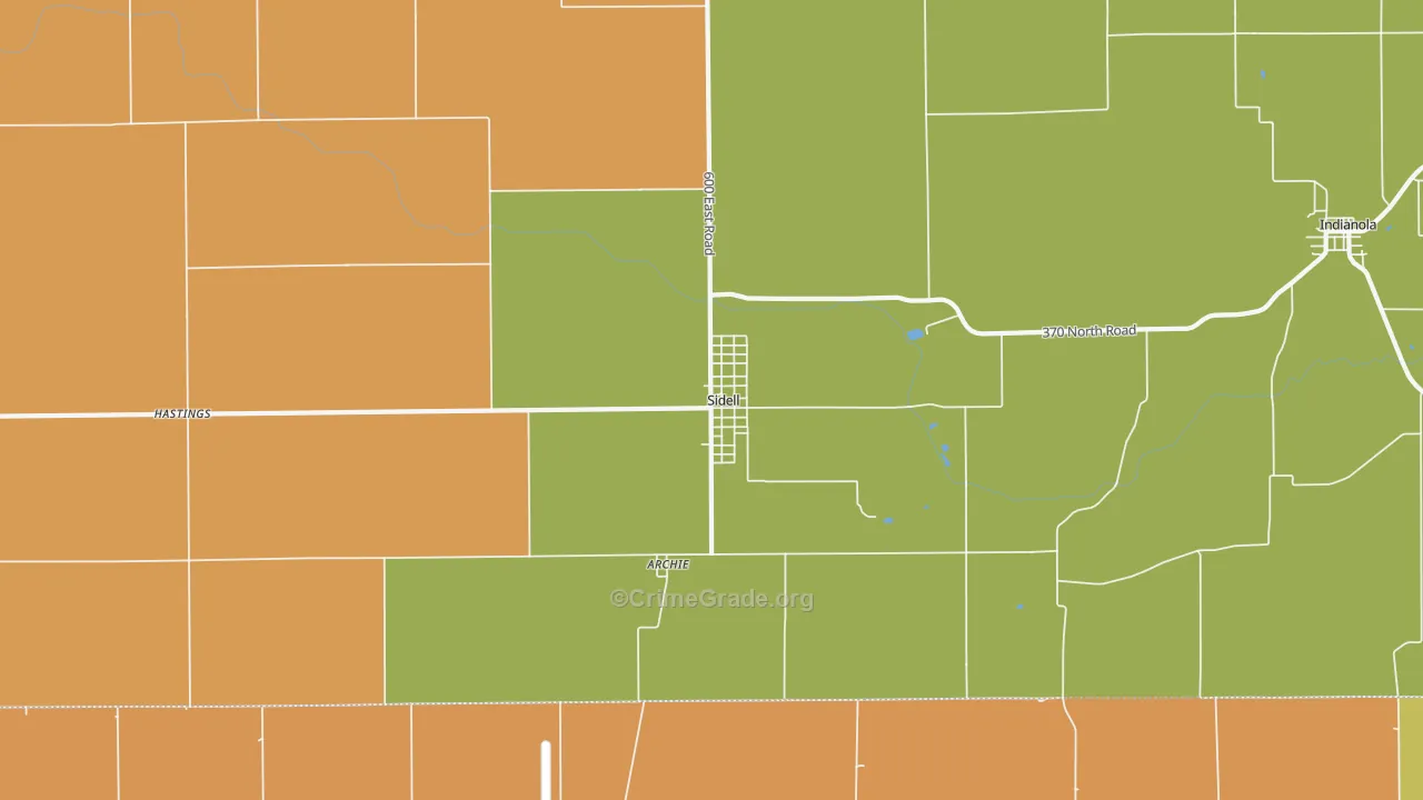 Sidell, IL Map of Robbery Rates