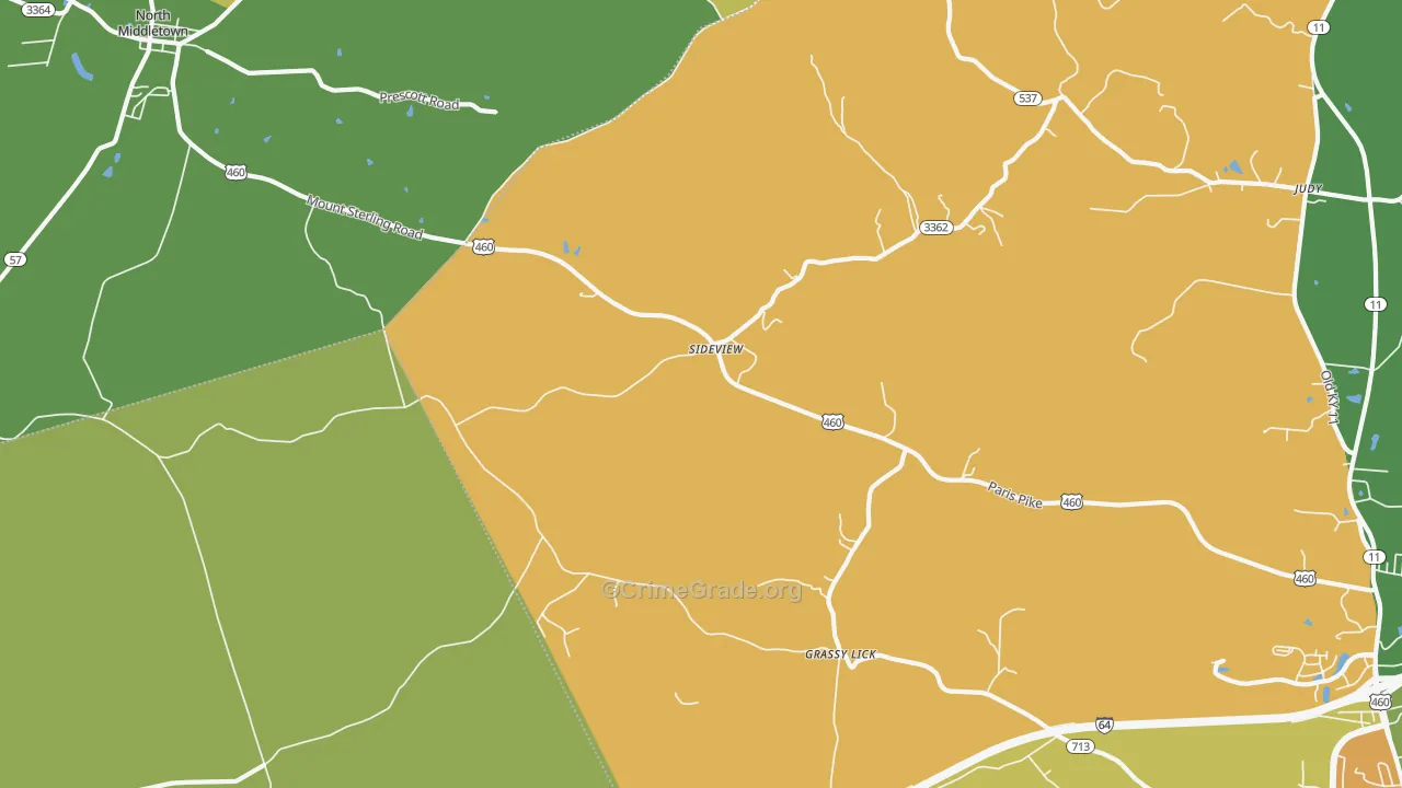 Sideview, KY Map of Robbery Rates