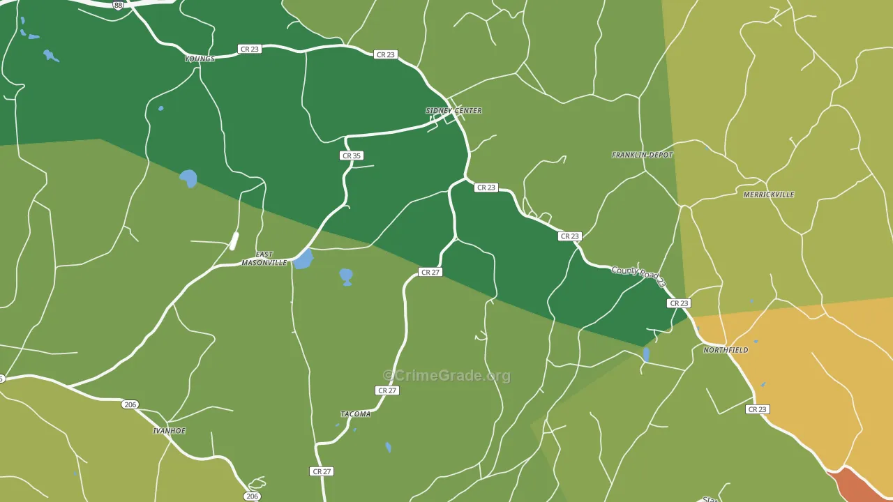Sidney Center, NY Map of Robbery Rates