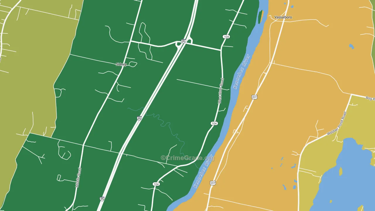 Sidney, ME Map of Robbery Rates