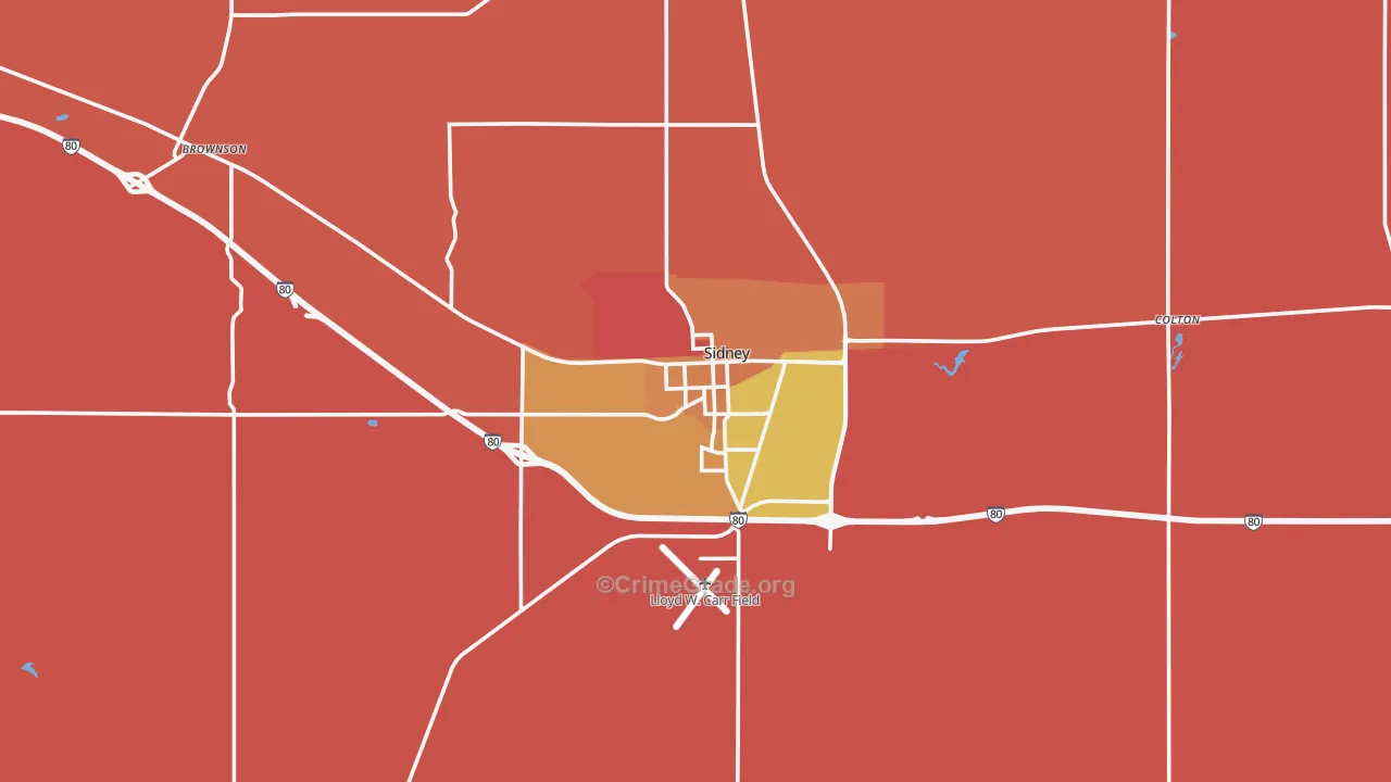Sidney, NE Map of Robbery Rates
