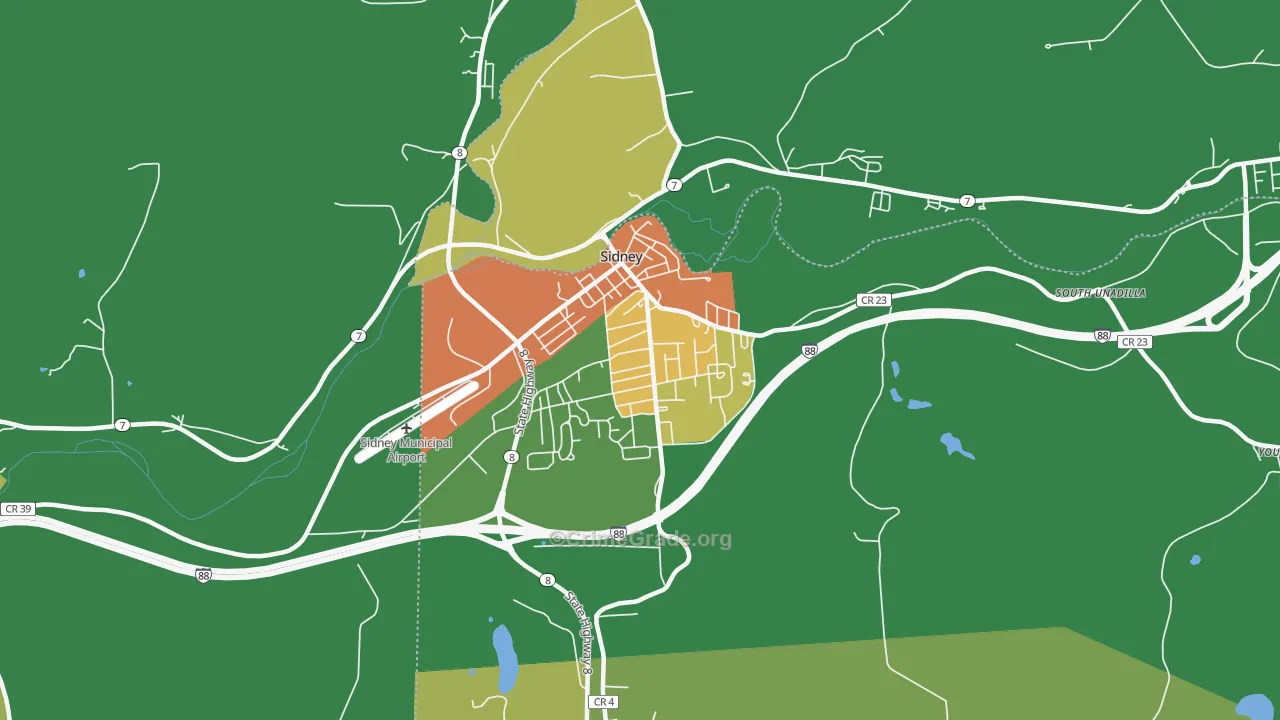 Sidney, NY Map of Robbery Rates