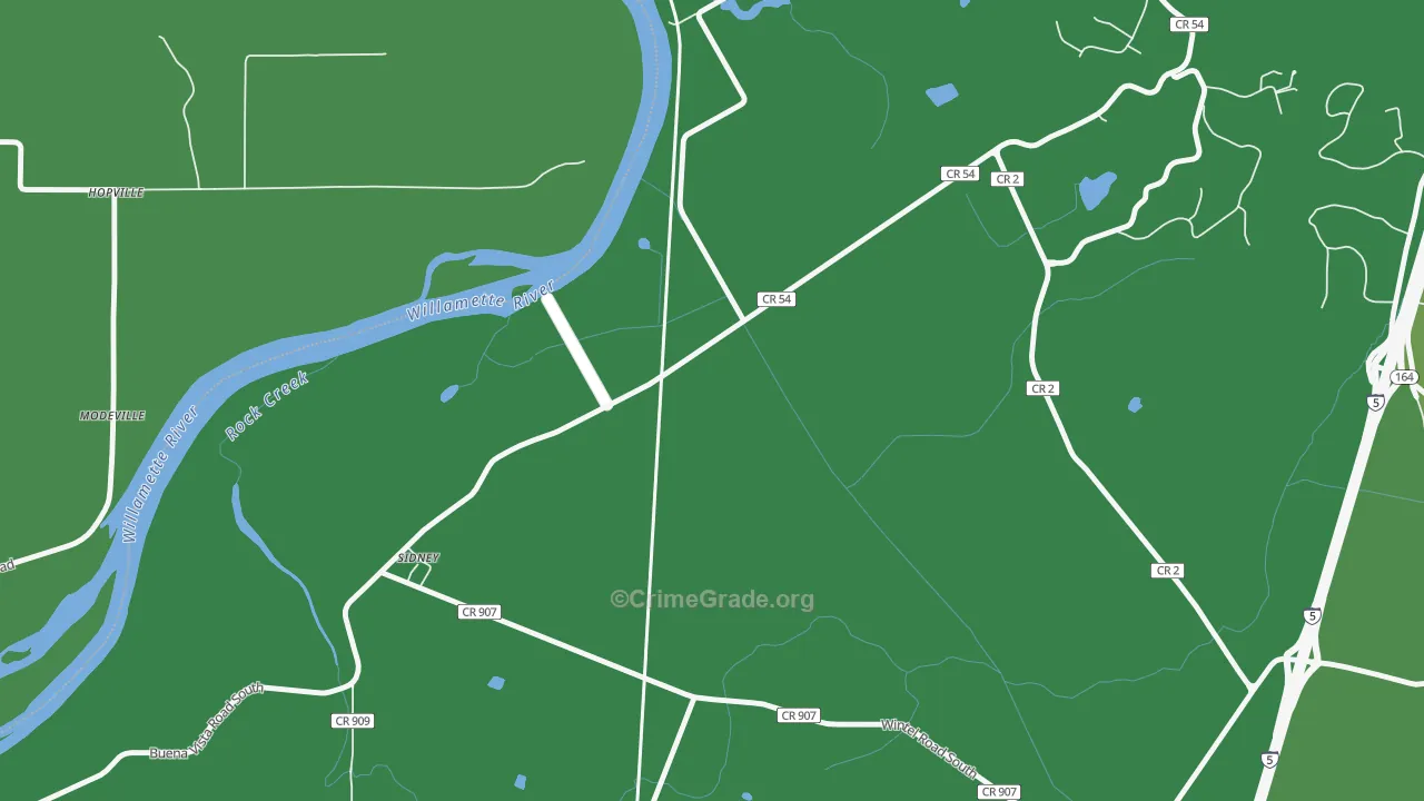 Sidney, OR Map of Robbery Rates