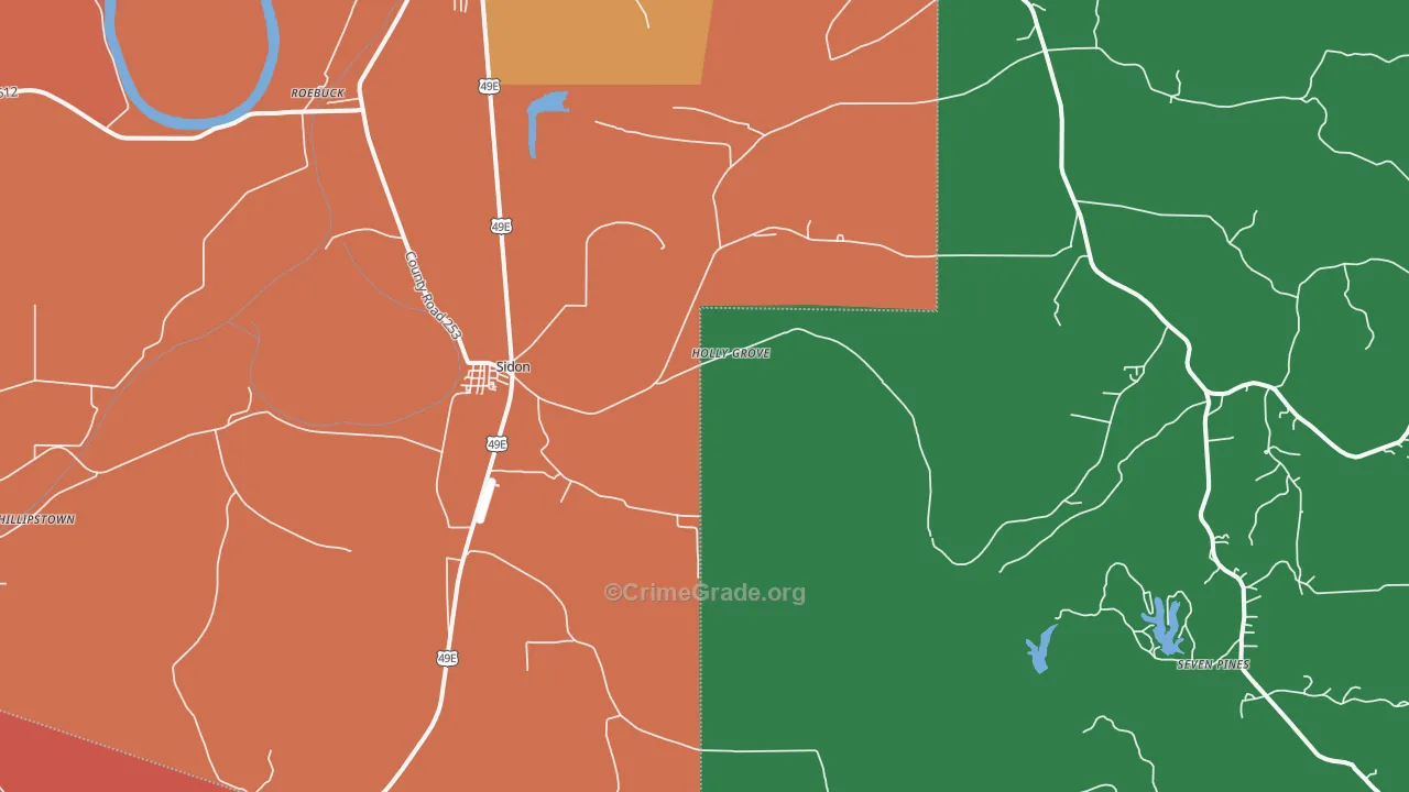 Sidon, MS Map of Robbery Rates