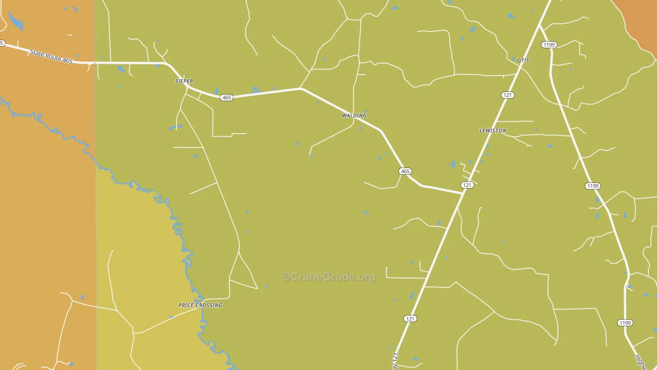 Sieper, LA Map of Robbery Rates