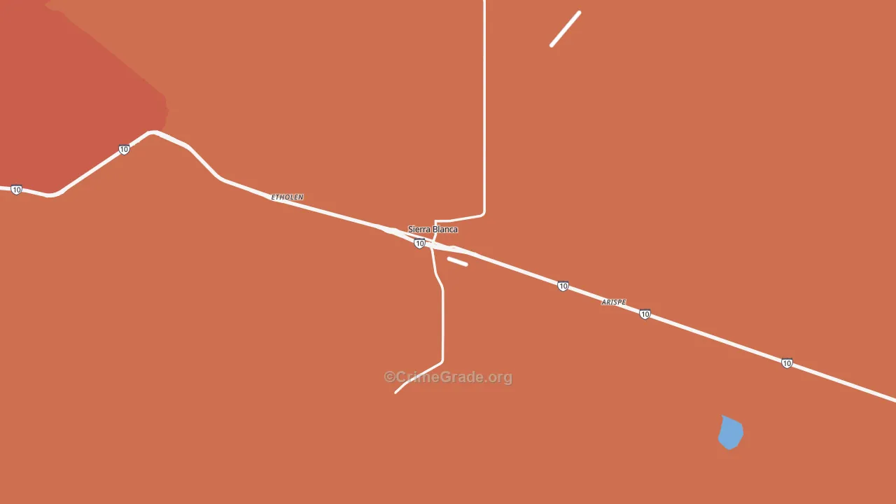 Sierra Blanca, TX Map of Robbery Rates