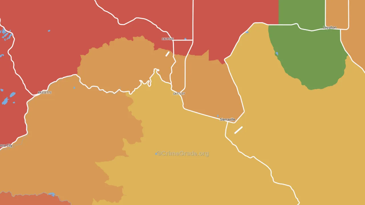 Sierra County, CA Map of Robbery Rates