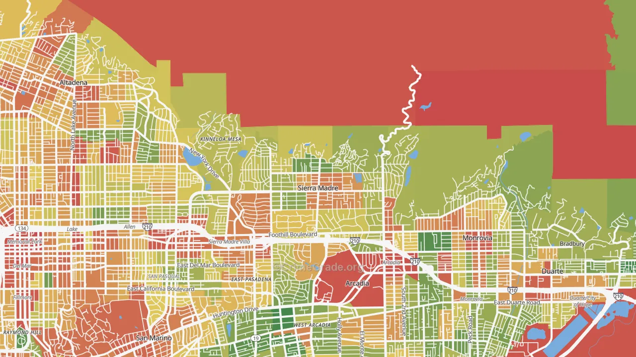 Sierra Madre, CA Map of Robbery Rates