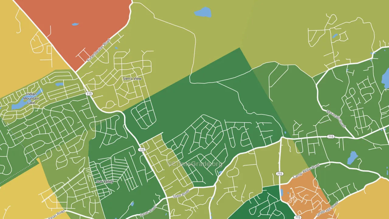 Sierra View, PA Map of Robbery Rates