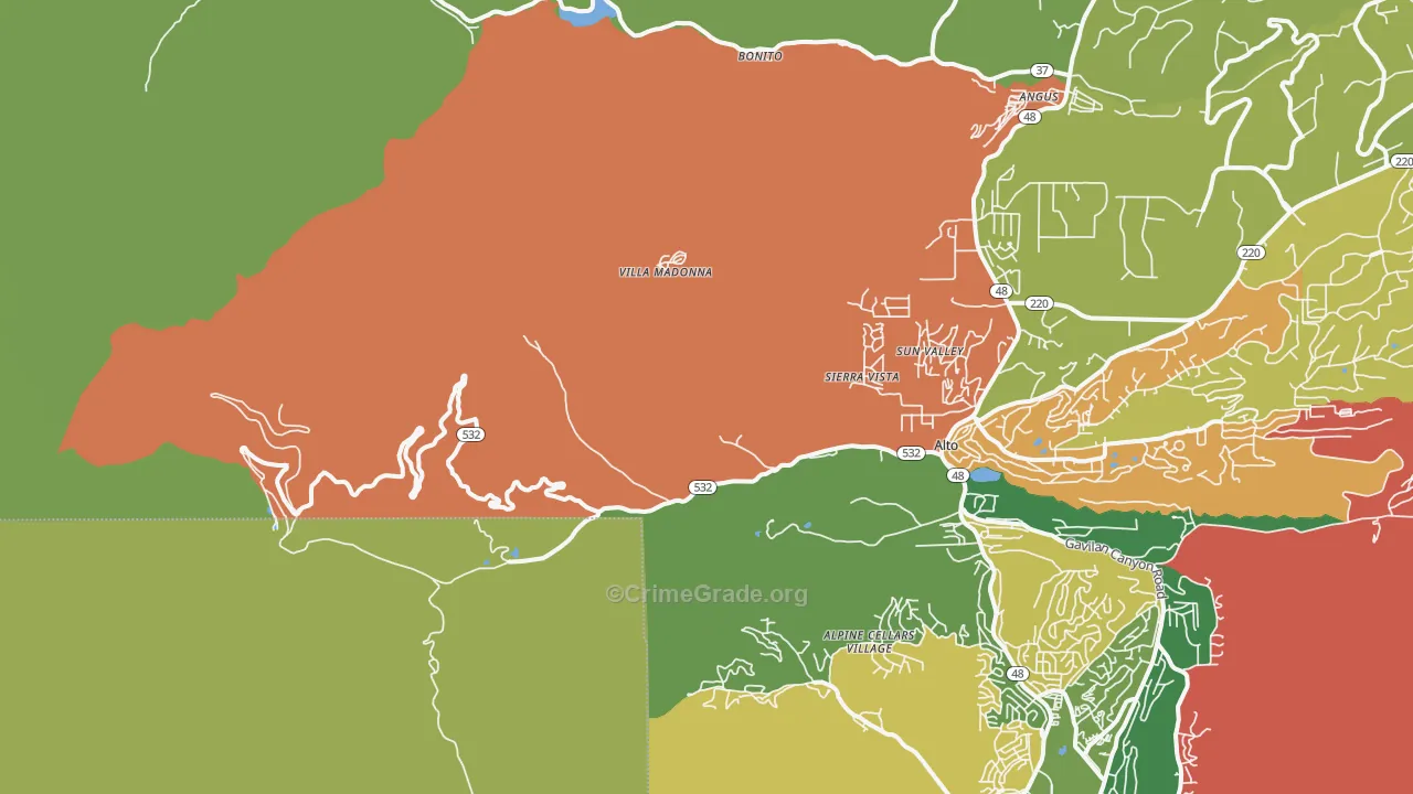 Sierra Vista, NM Map of Robbery Rates