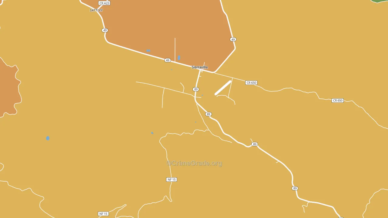 Sierraville, CA Map of Robbery Rates