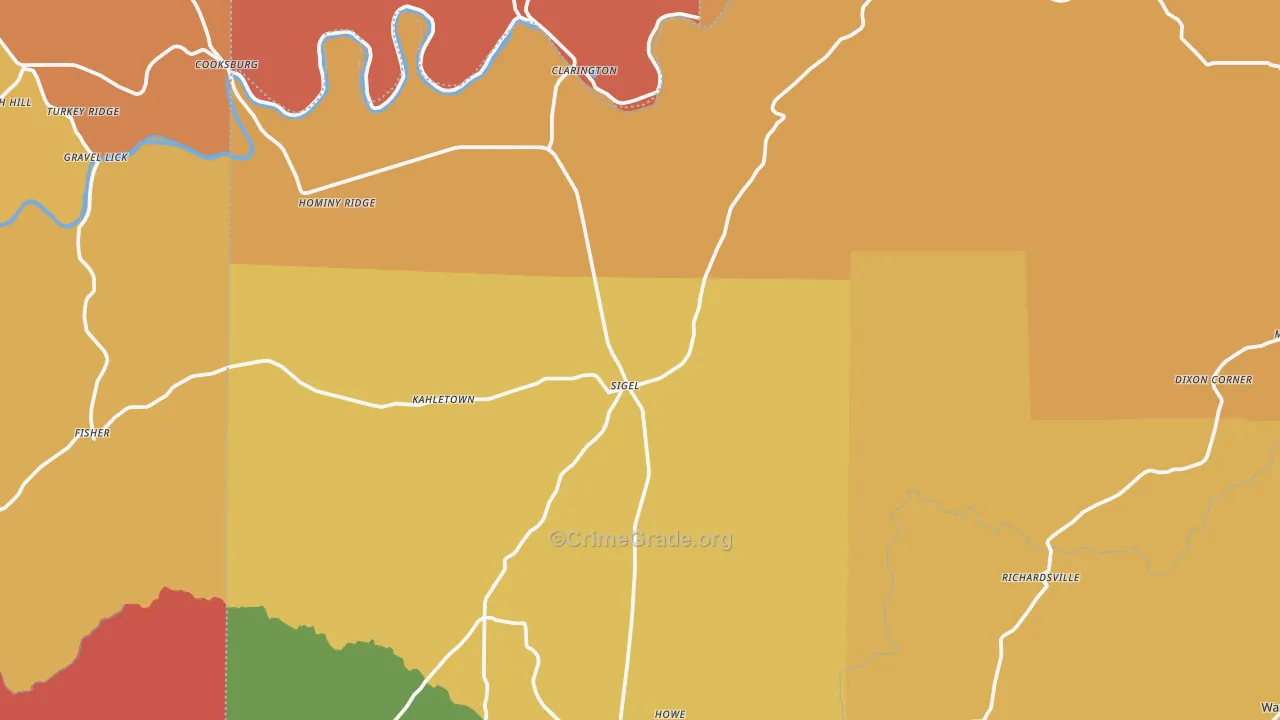 Sigel, PA Map of Robbery Rates