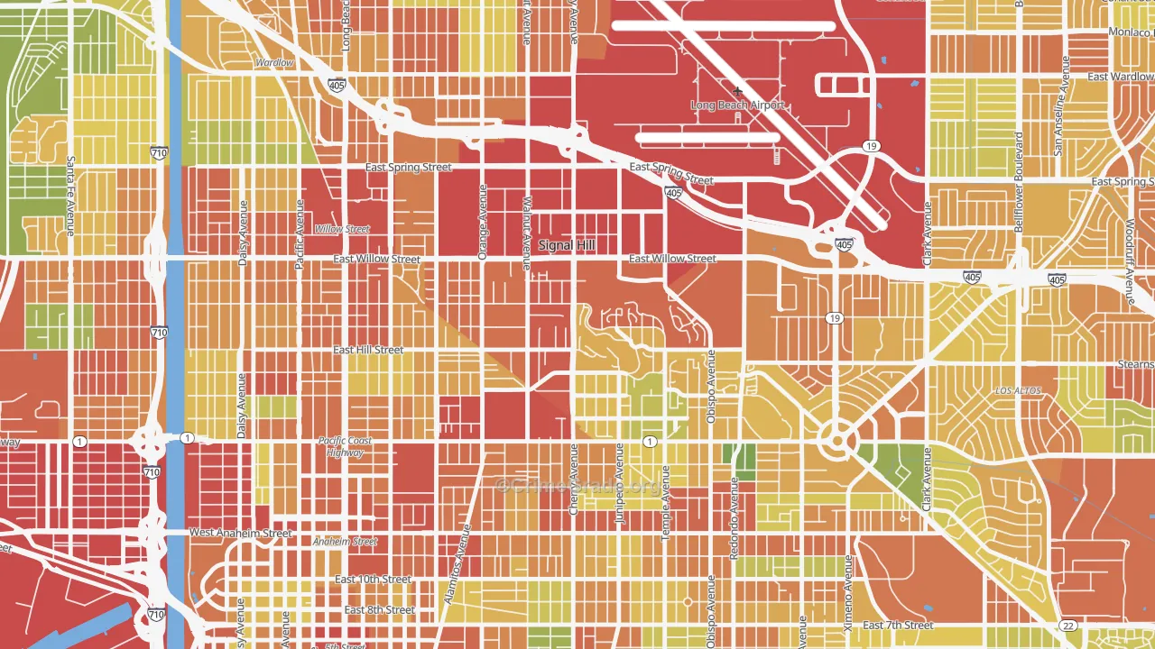 Signal Hill, CA Map of Robbery Rates