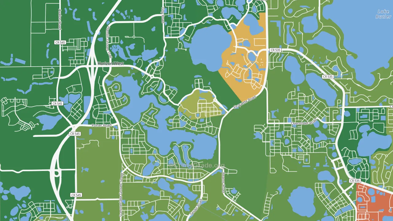 Signature Lakes, Horizon West, FL Map of Robbery Rates