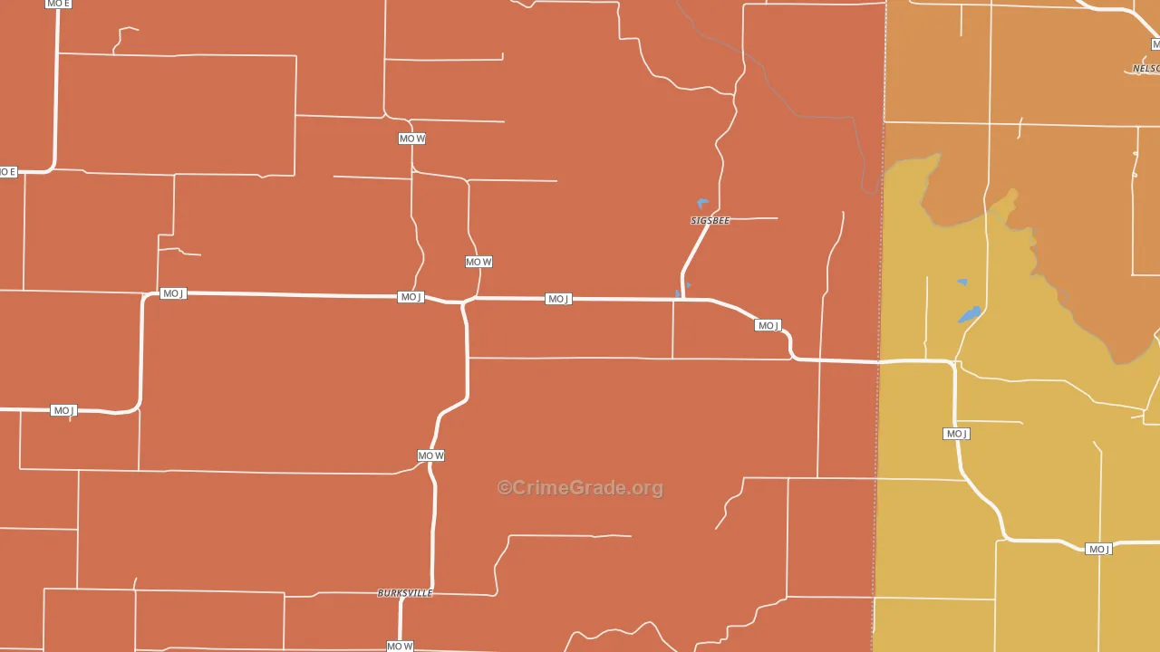 Sigsbee, MO Map of Robbery Rates