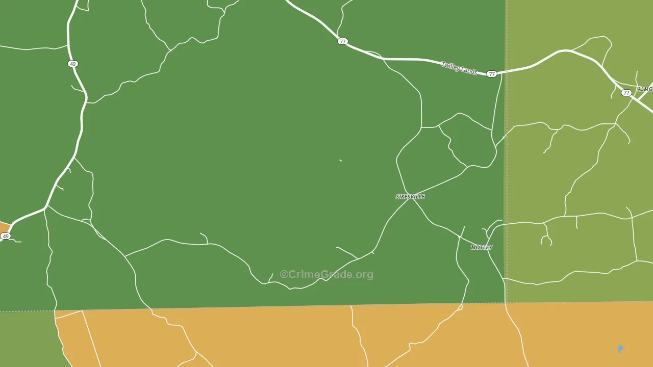 Sikesville, AL Map of Robbery Rates