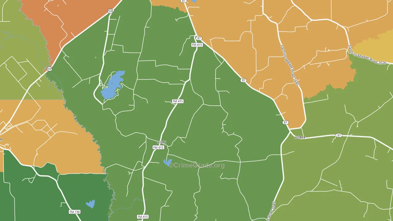 Silas, TX Map of Robbery Rates