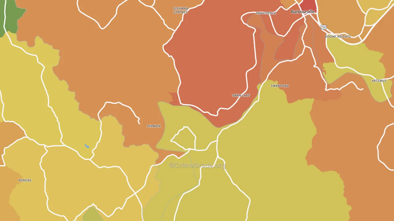 Siler, KY Map of Robbery Rates