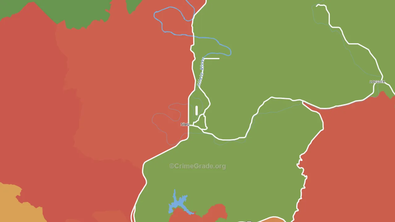Siletz, OR Map of Robbery Rates