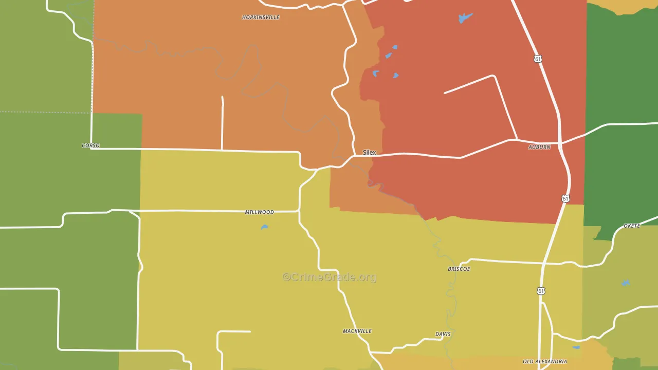 Silex, MO Map of Robbery Rates