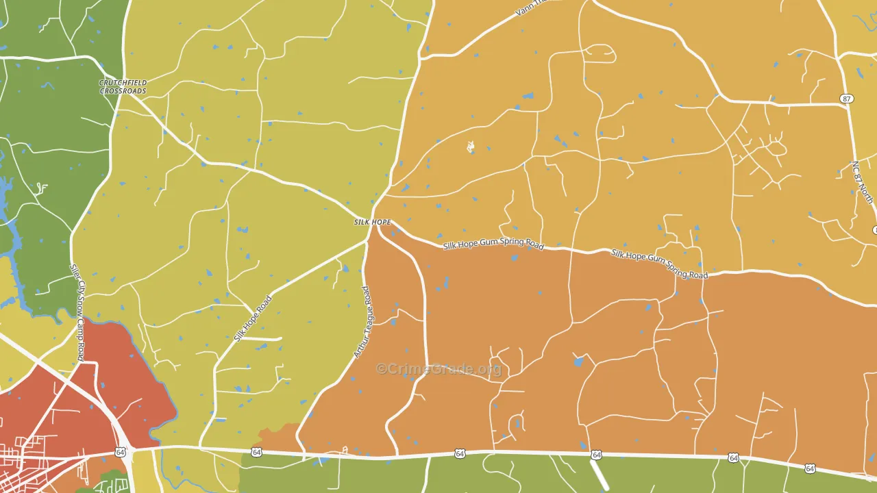 Silk Hope, NC Map of Robbery Rates