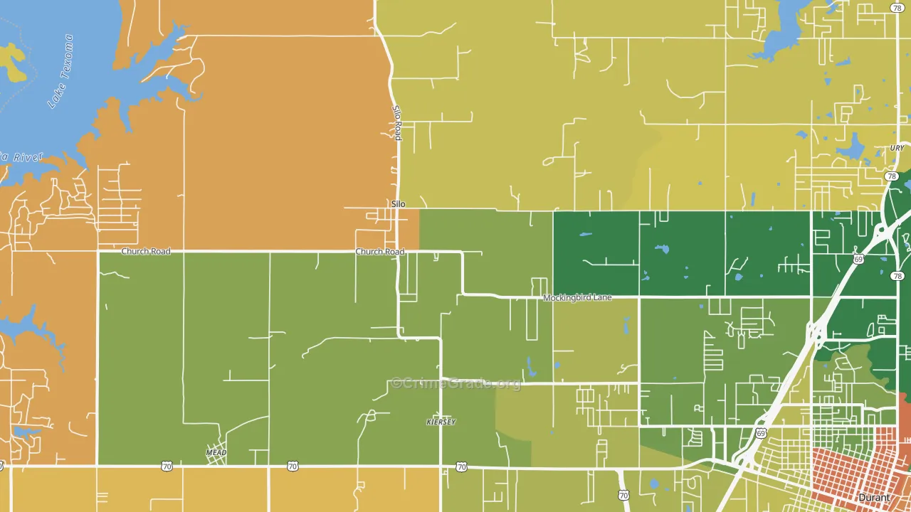 Silo, OK Map of Robbery Rates
