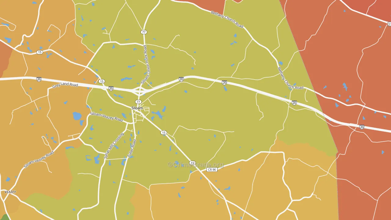 Siloam, GA Map of Robbery Rates