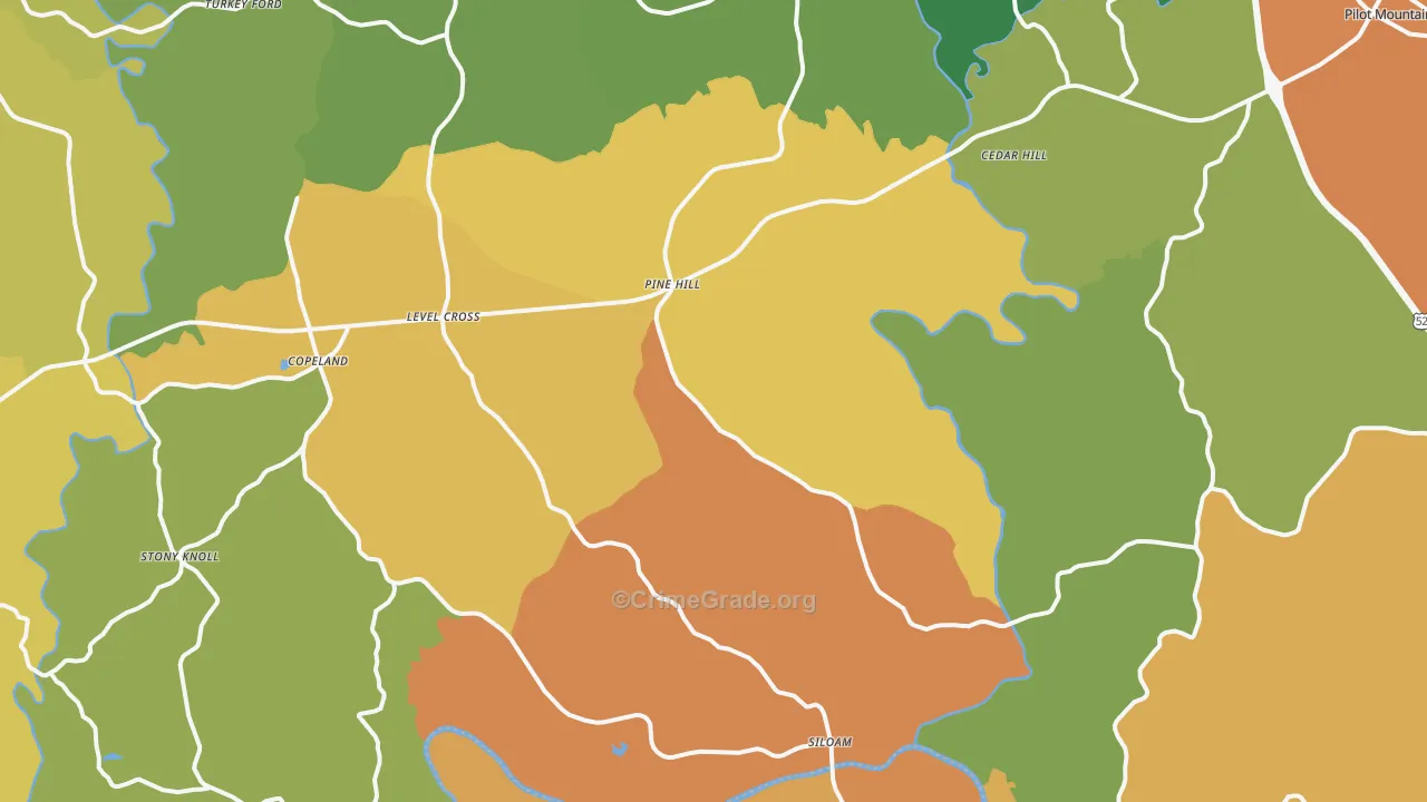 Siloam, NC Map of Robbery Rates