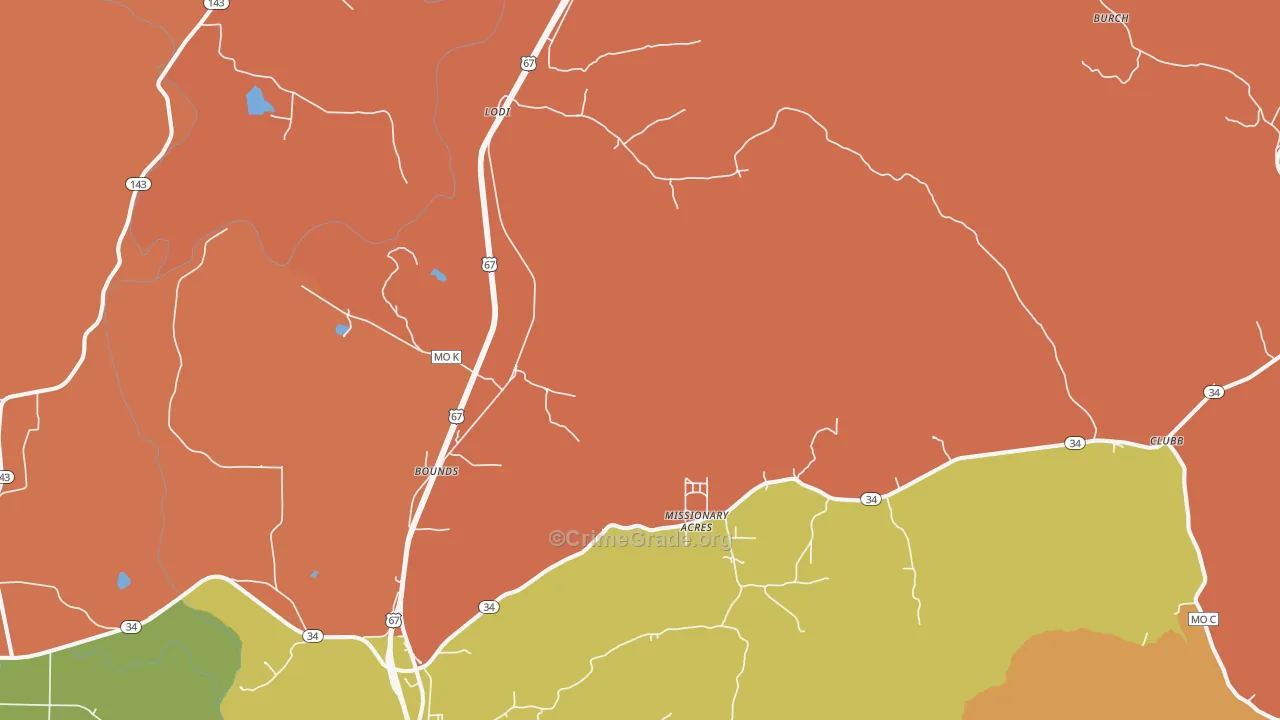 Silva, MO Map of Robbery Rates