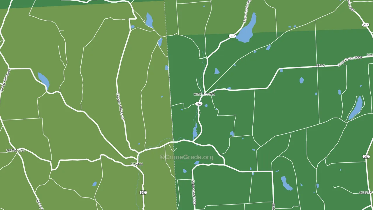 Silvara, PA Map of Robbery Rates