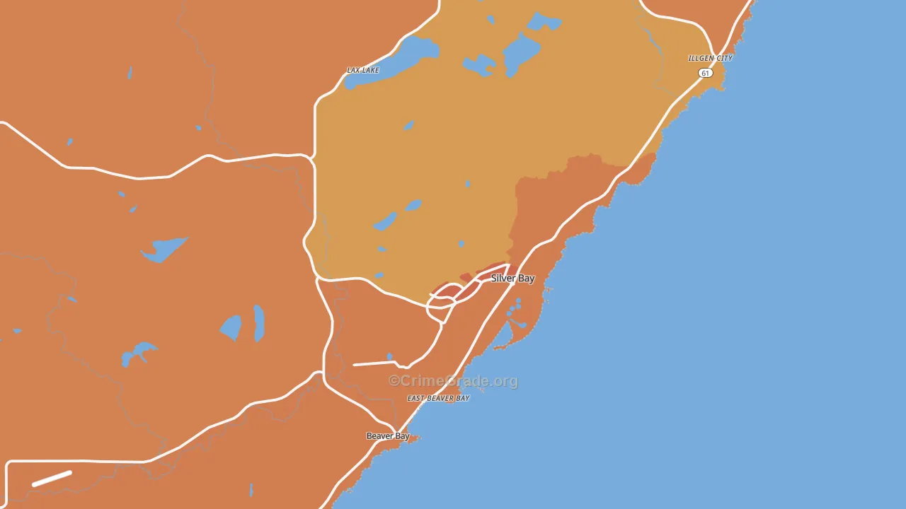 Silver Bay, MN Map of Robbery Rates