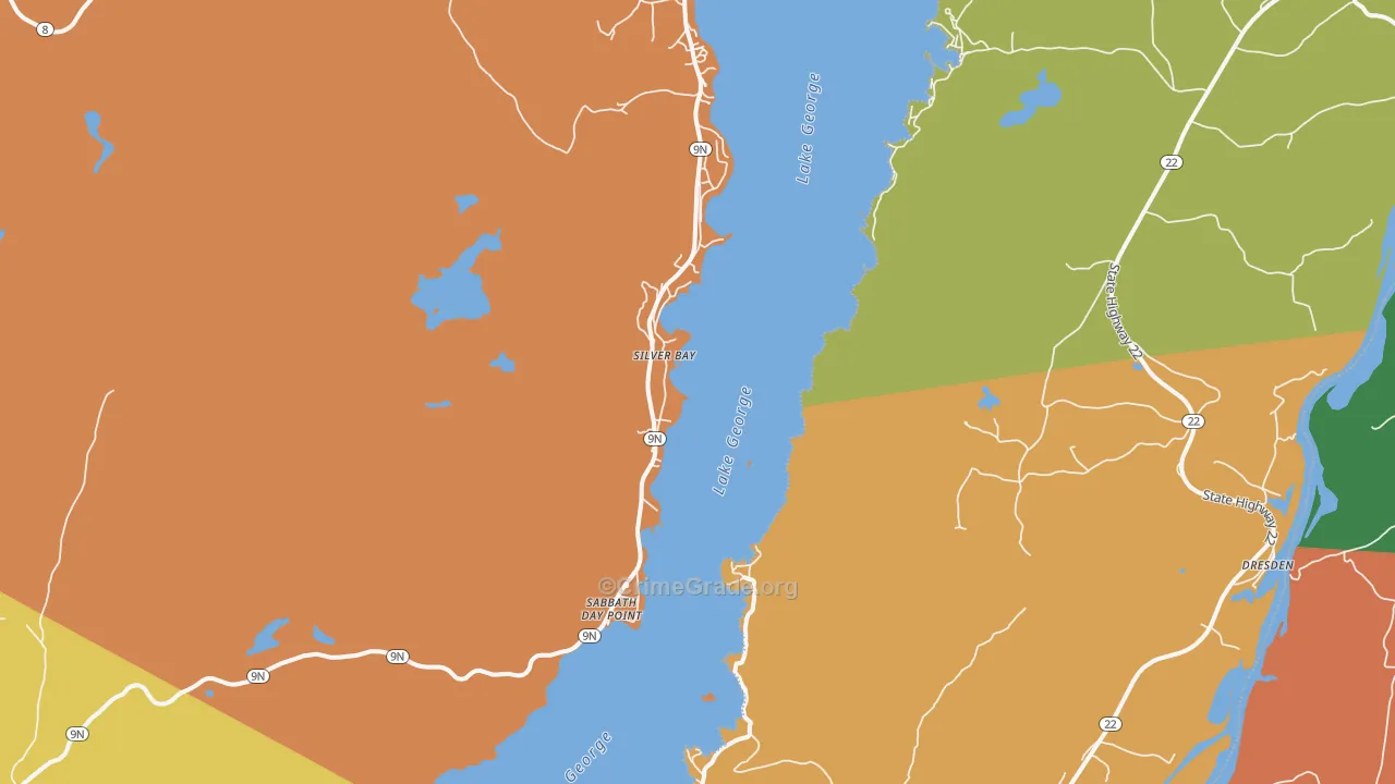 Silver Bay, NY Map of Robbery Rates