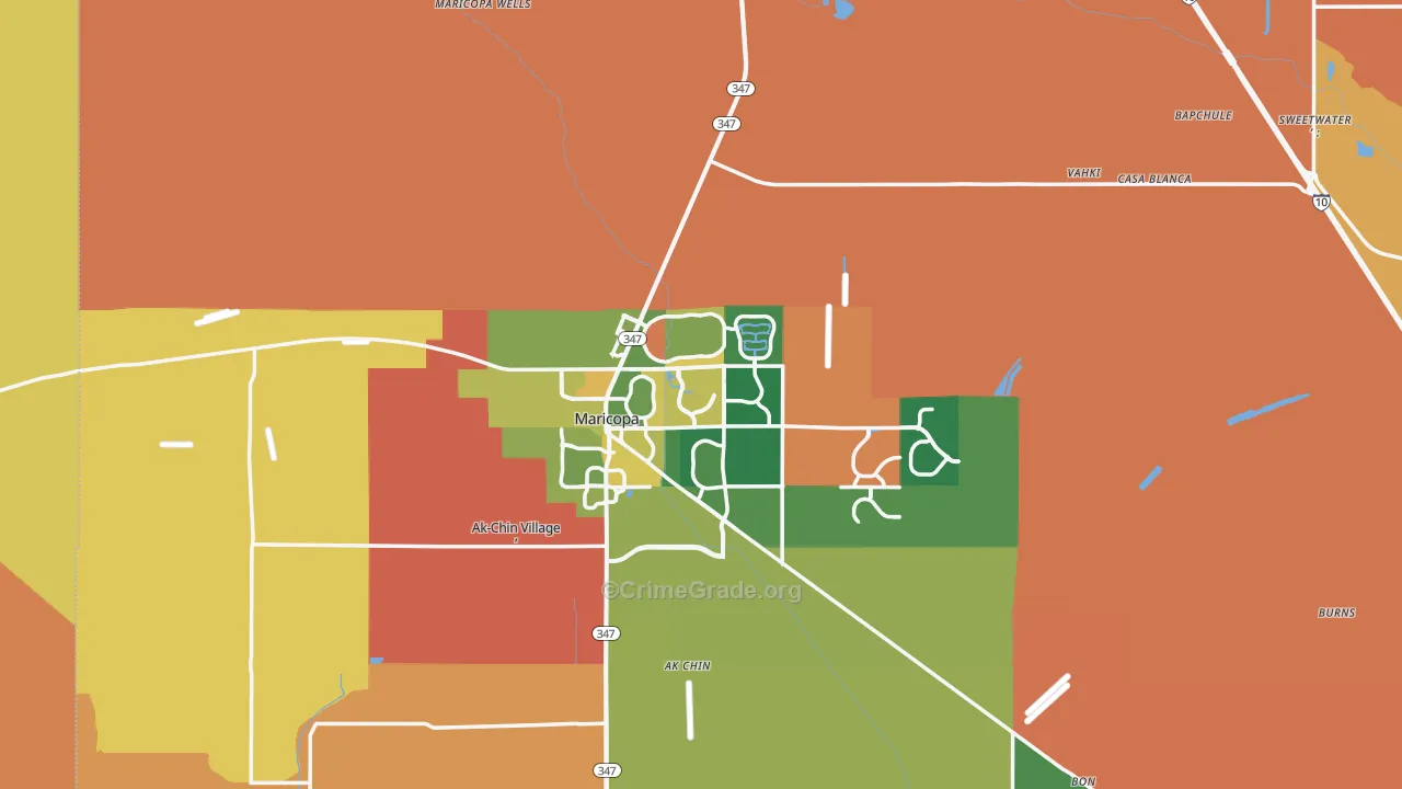 Silver Bell, AZ Map of Robbery Rates