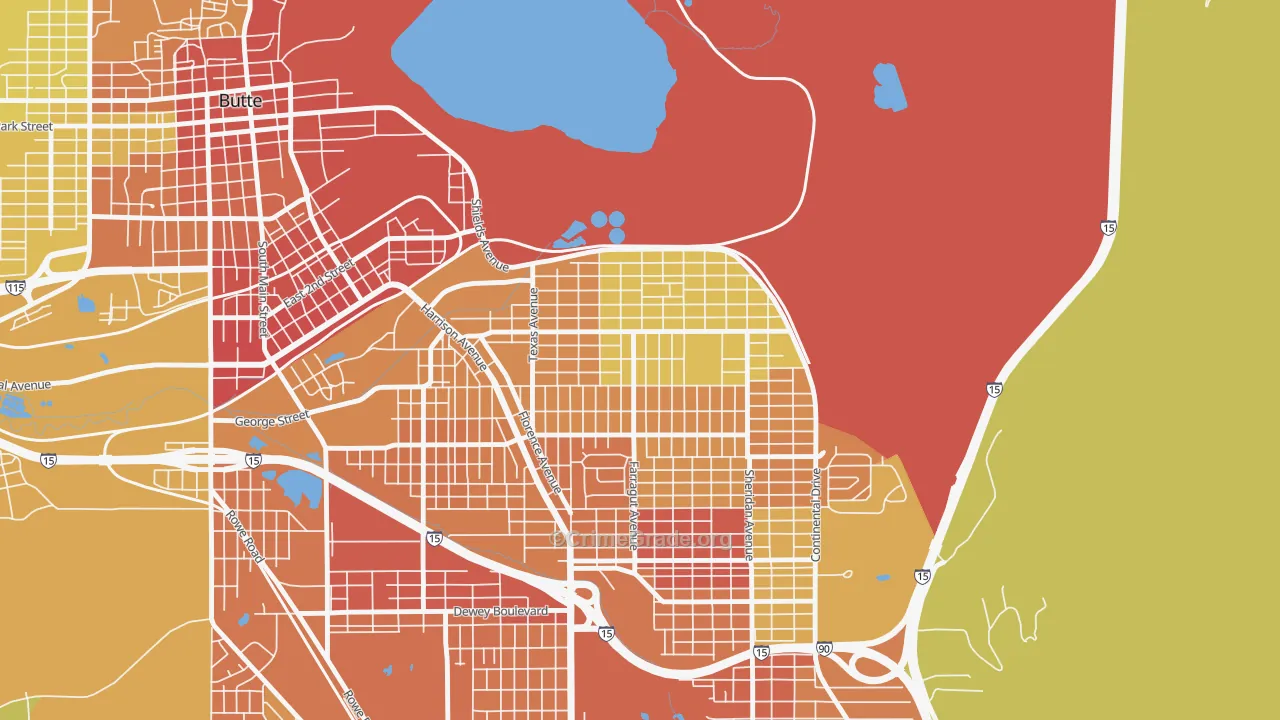 Silver Bow Park, Butte, MT Map of Robbery Rates