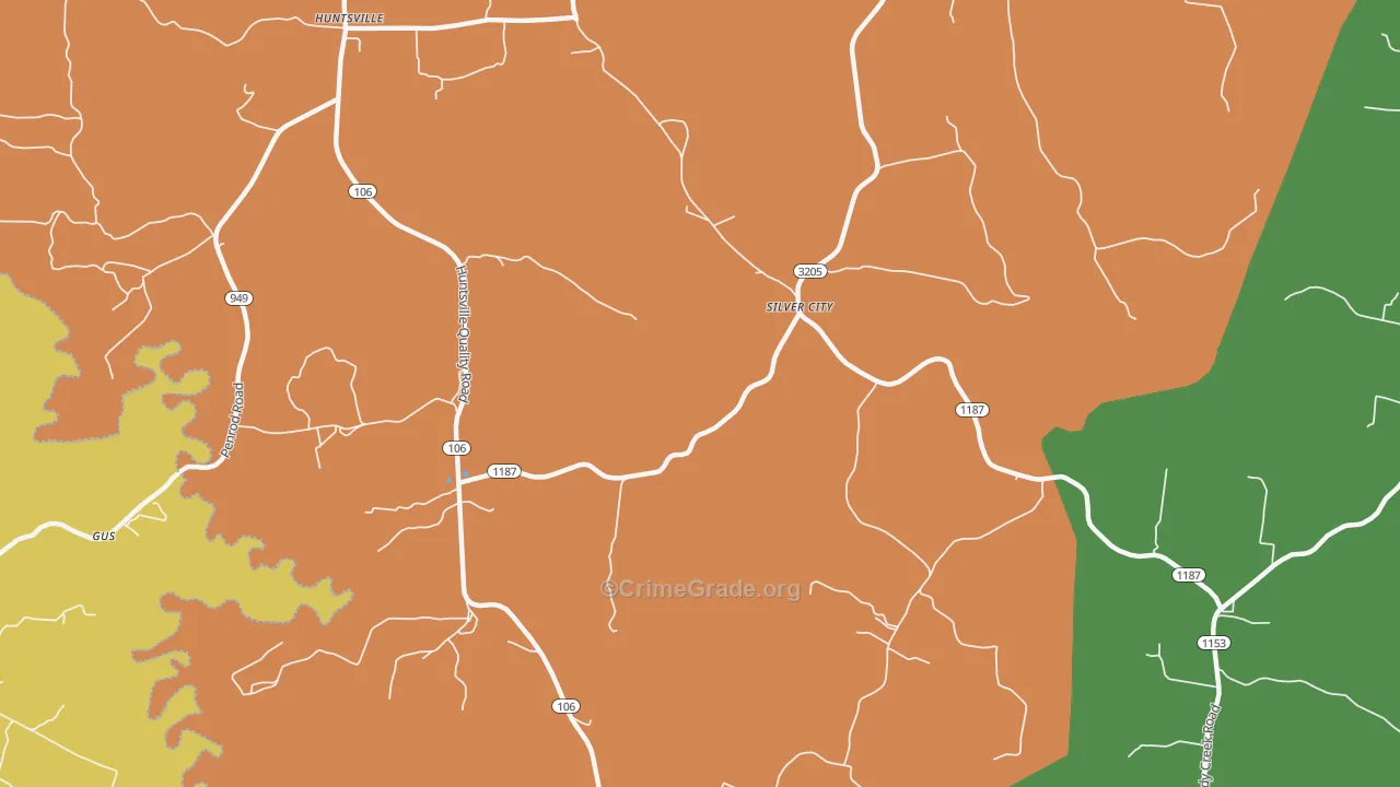 Silver City, KY Map of Robbery Rates