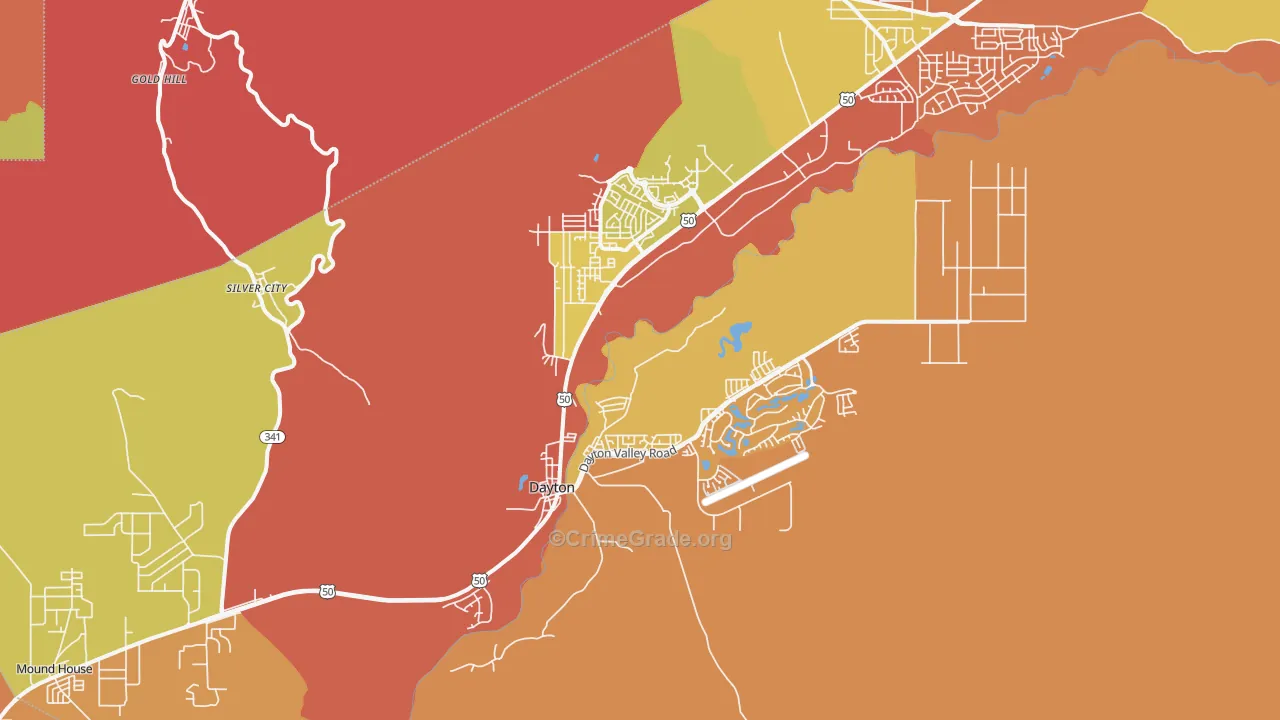 Silver City, NV Map of Robbery Rates