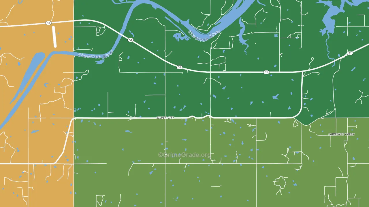 Silver City, OK Map of Robbery Rates