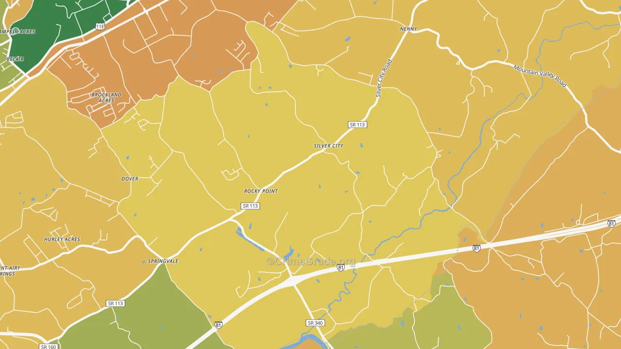 Silver City, TN Map of Robbery Rates