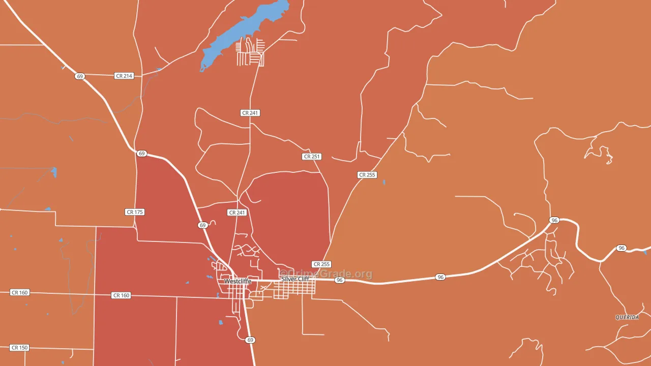 Silver Cliff, CO Map of Robbery Rates