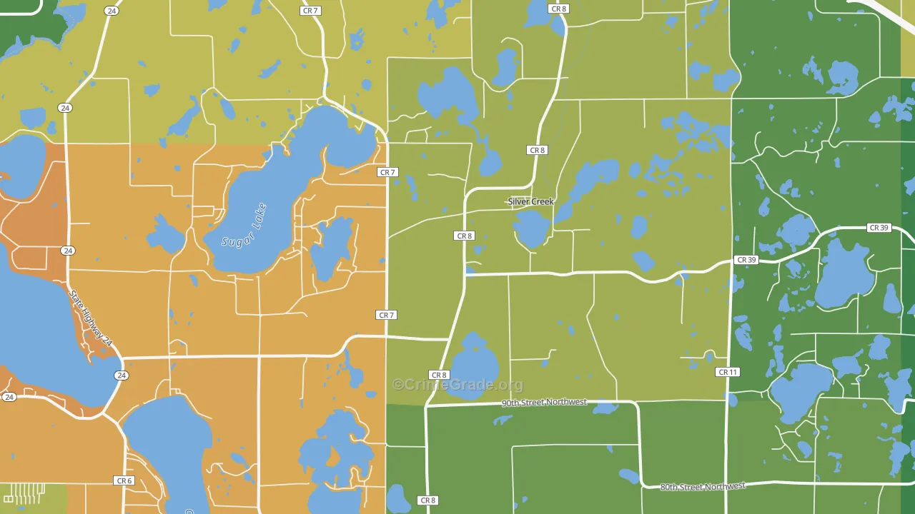 Silver Creek, MN Map of Robbery Rates