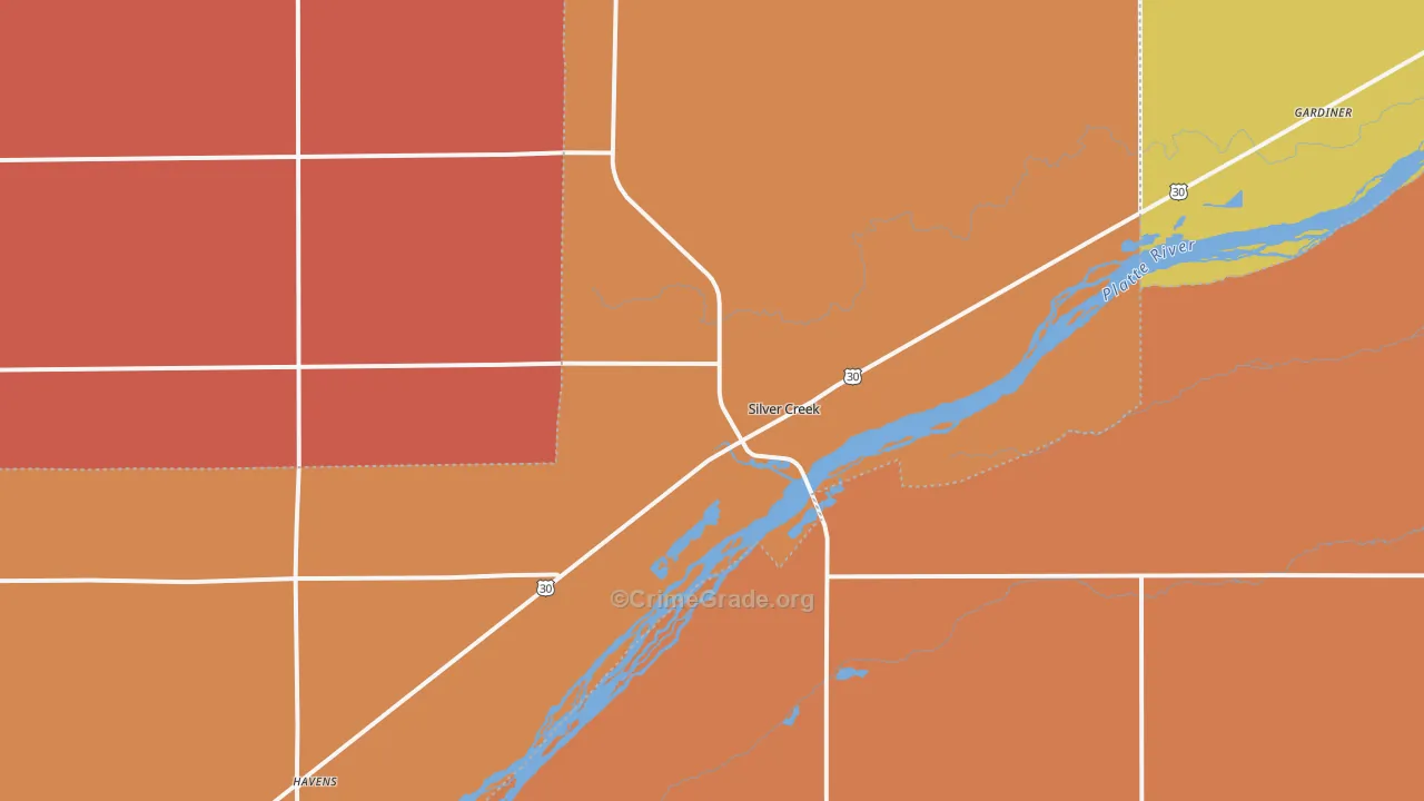 Silver Creek, NE Map of Robbery Rates