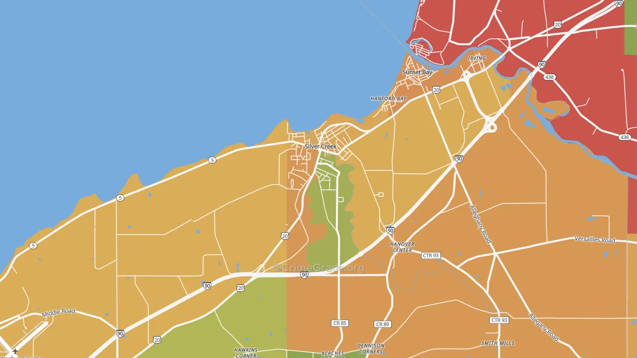 Silver Creek, NY Map of Robbery Rates