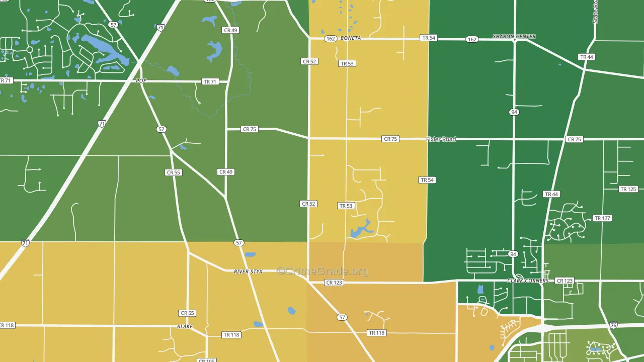 Silver Creek, OH Map of Robbery Rates
